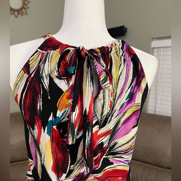VIBRANT Patterned Sleeveless Keyhole Dress by Valerie Bertinelli Sz 6 - Picture 5 of 9